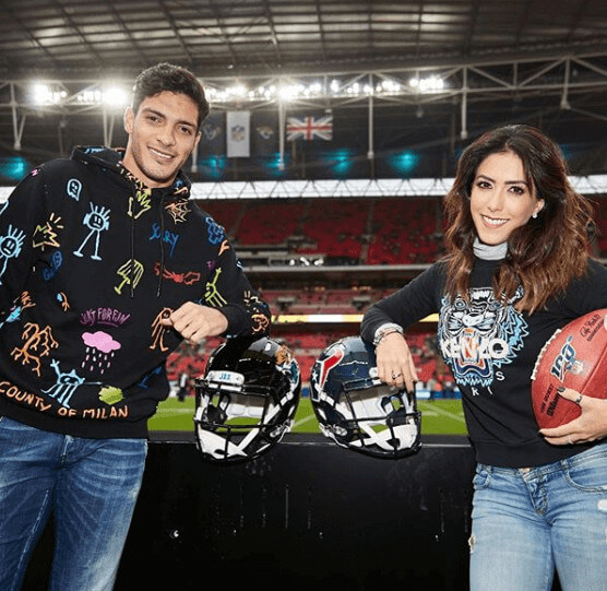Daniela Basso With Boyfriend Raul Jimenez Watching Game